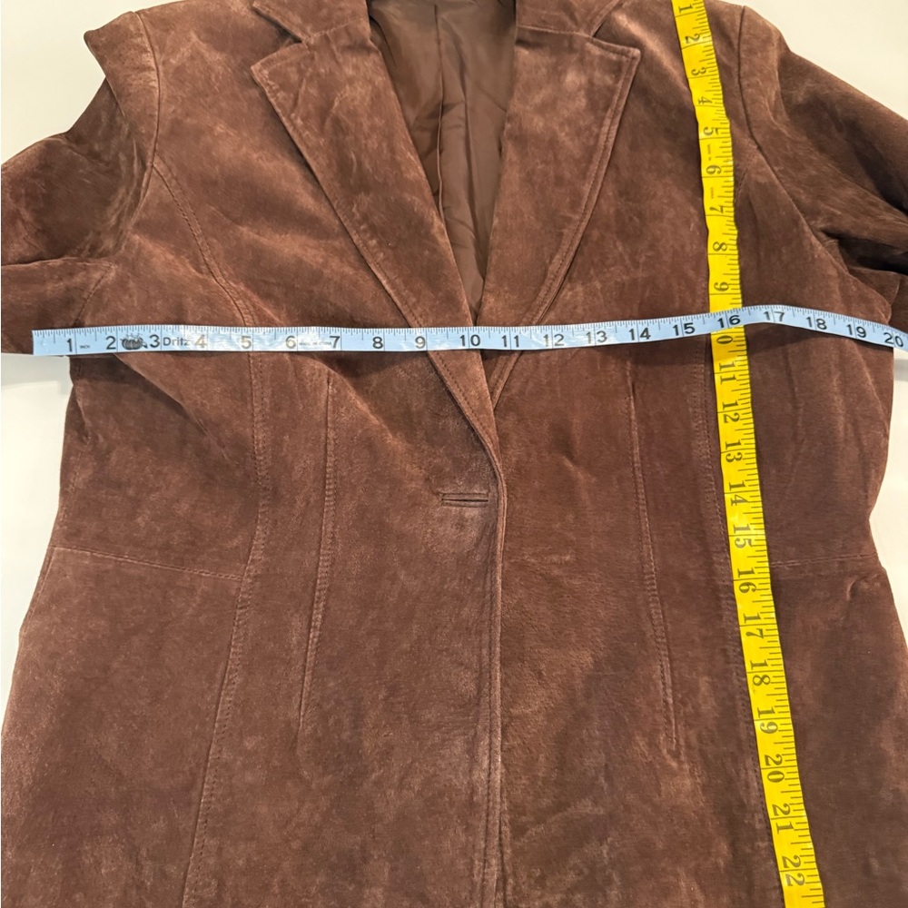 Relativity Single Button Brown Suede Lined Jacket… - image 7